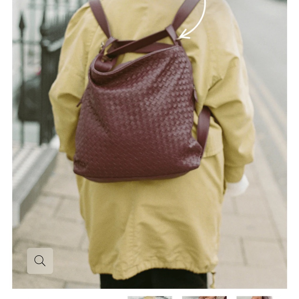 MANDRN Woven Evra Tote - Burgundy Shoulder Bag - Picture 3 of 14